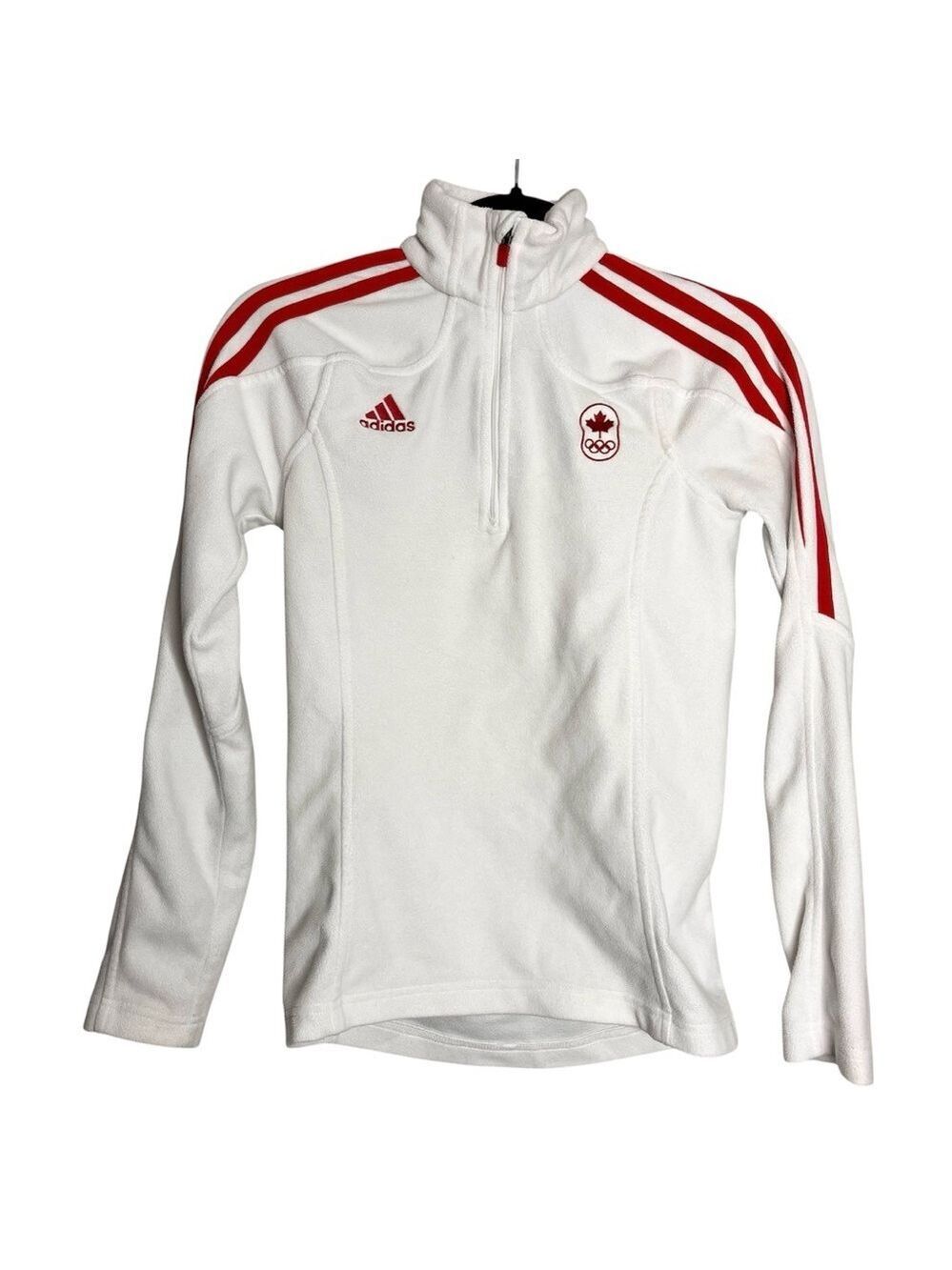 Adidas Canada Olympic Fleece 1/4 Zip Pullover Women's Training Sweater, XS